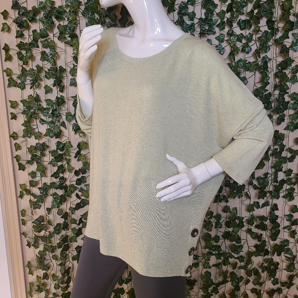 Reitmans Signature Women's XXL Shirt Avocado Green Casual Chic Dolman Sleeves - Picture 3 of 14